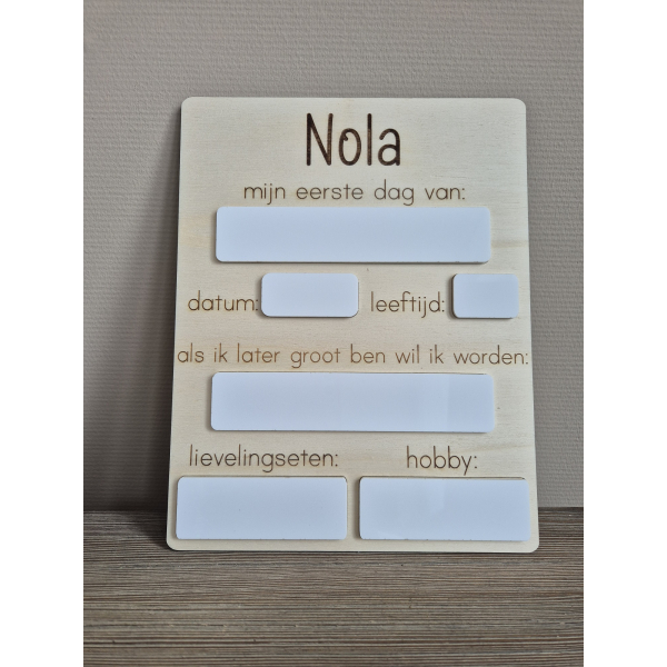 Mijn eerste dag bord - Groot - *NIEUW*