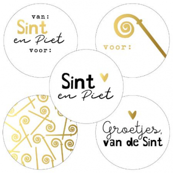 Sticker 40mm - Sint staf goud - 10 stuks