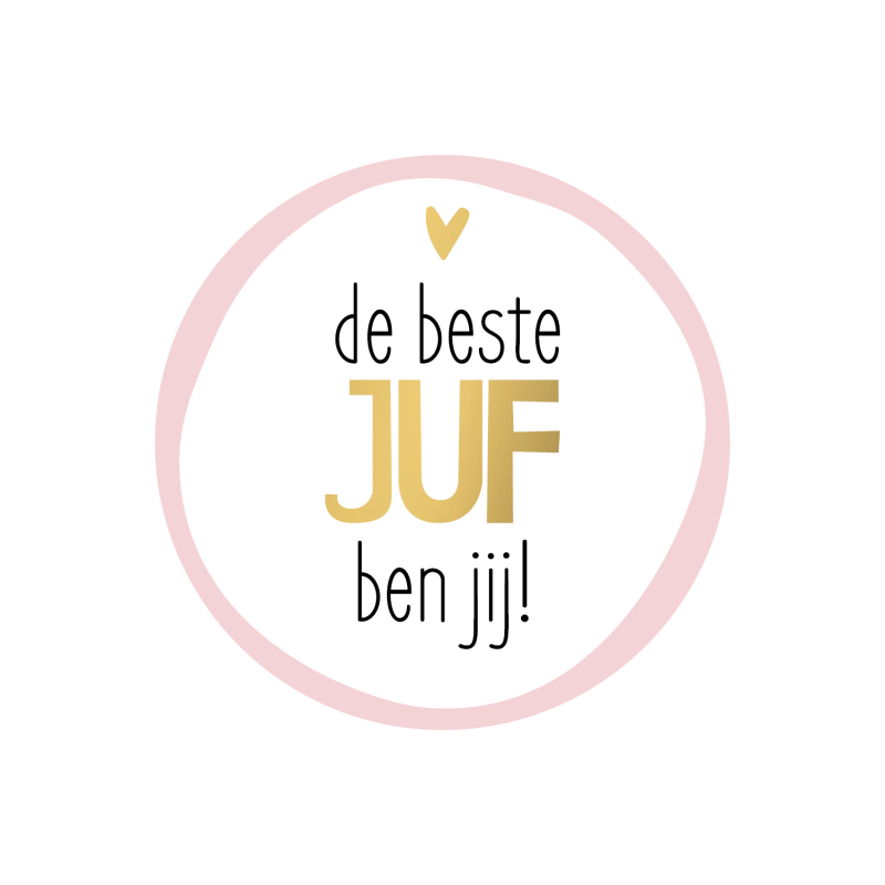 Sticker 40mm - Juf de beste - 5 stuks