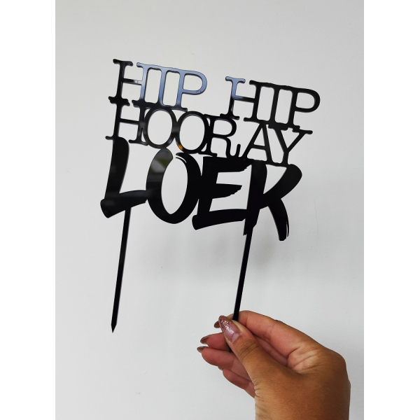 Taarttopper Hip Hip Hooray - Plexiglas